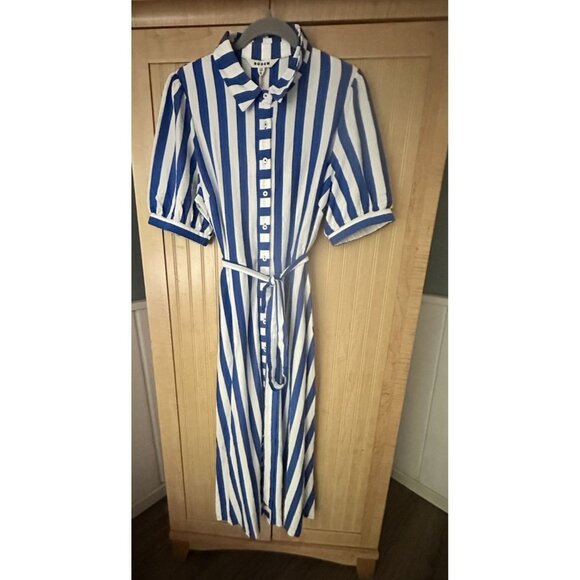 Blue and white stripe collared dress midi BODEN Libby size us 14 R - Picture 3 of 6